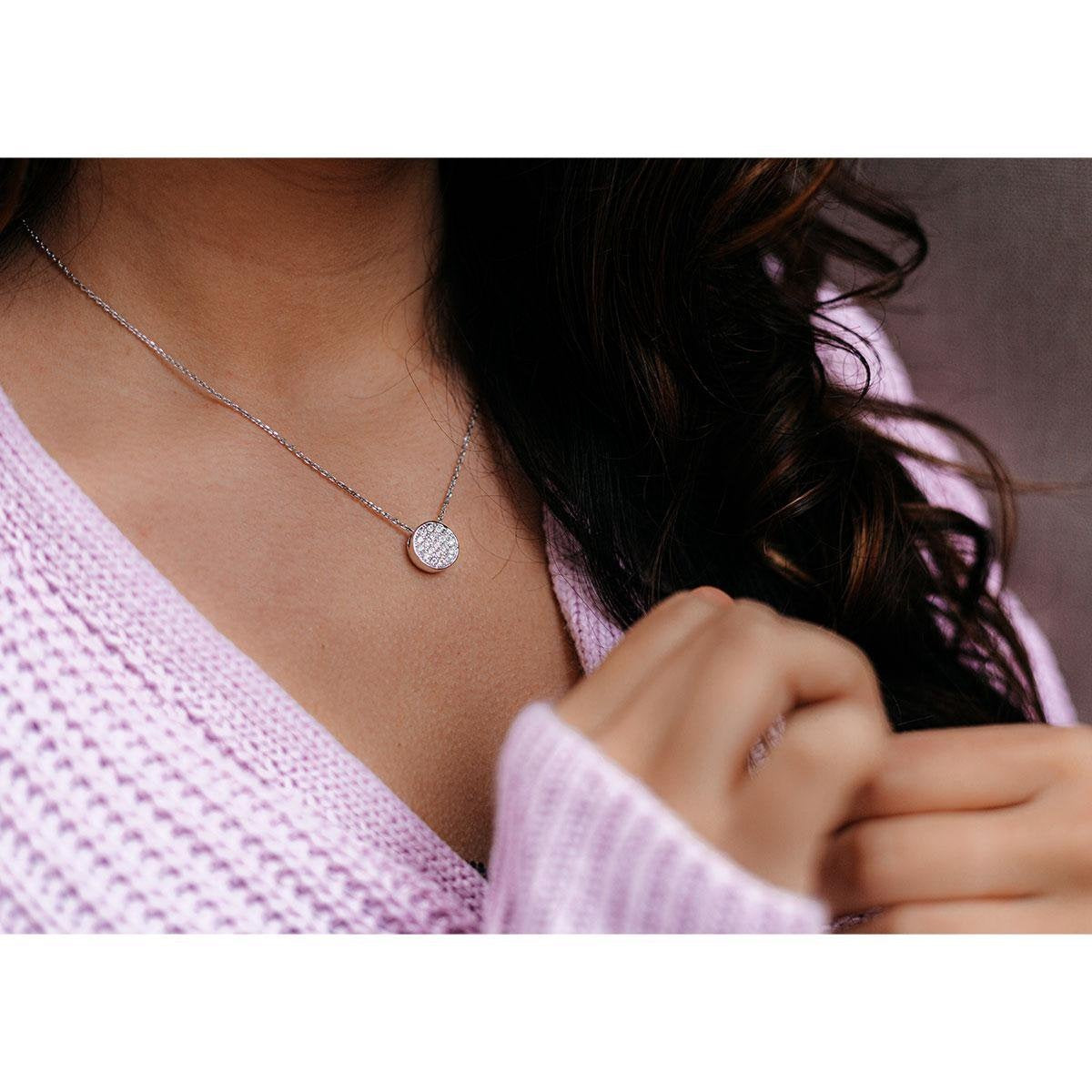 Yolora Dames Ketting met Hanger en Kalpa Camaka Kristal - Zilver kleurig - 18K Witgoud Verguld - Cadeauverpakking - Moederdag Cadeautje