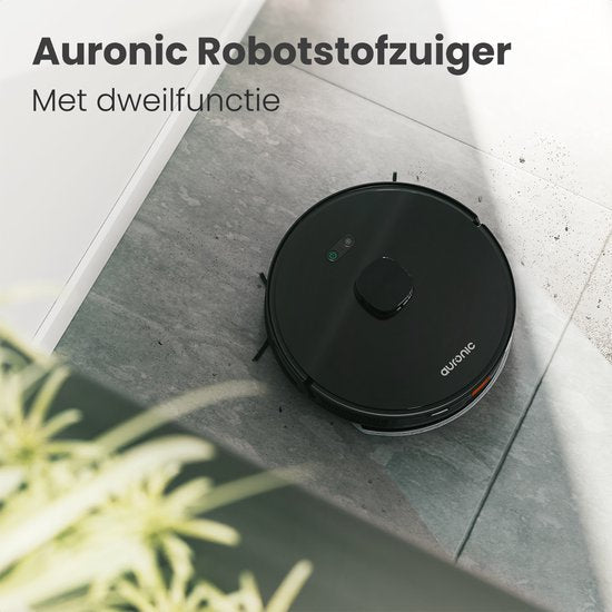 Auronic Robotstofzuiger – Dweilfunctie & Lidar Navigatie – Tot 180 min Gebruiksduur – 4000Pa Zuigkracht – 34,5 x 34,5 x 9,7 cm – Zwart