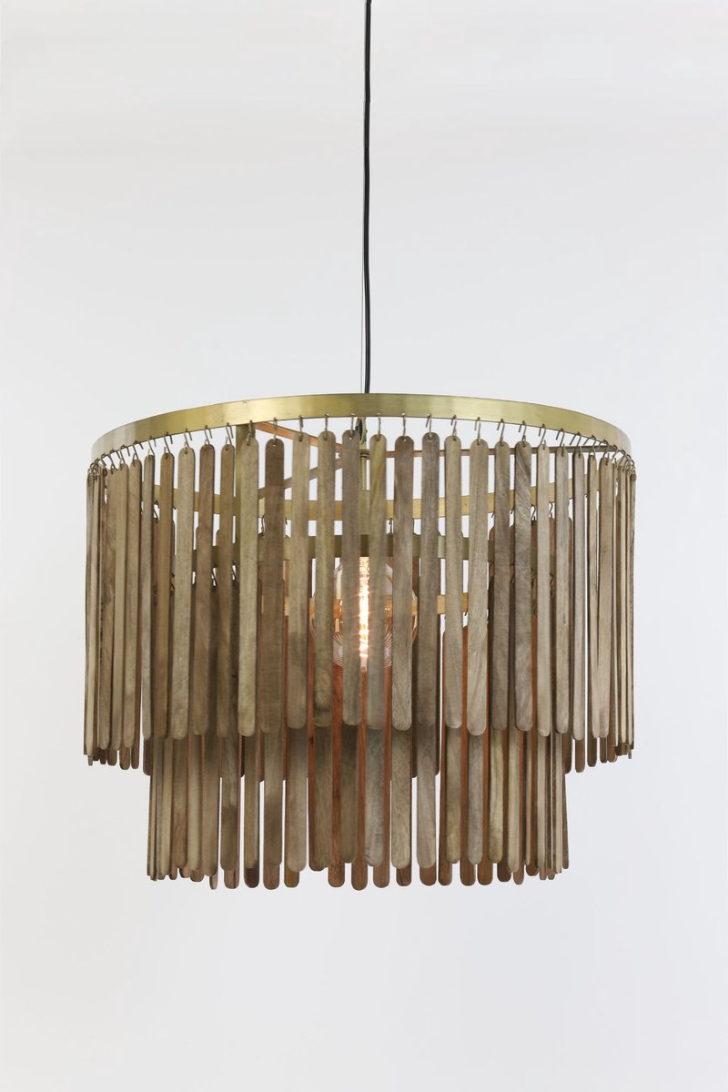 Light & Living Gularo Hanglamp - Donkerbruin Hout - Ø60cm - Modern & Luxe