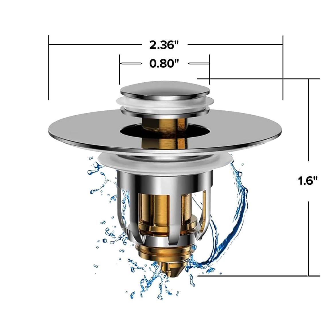 Mer-Maid Drain Magic Afvoerstopper - Chroom/Messing