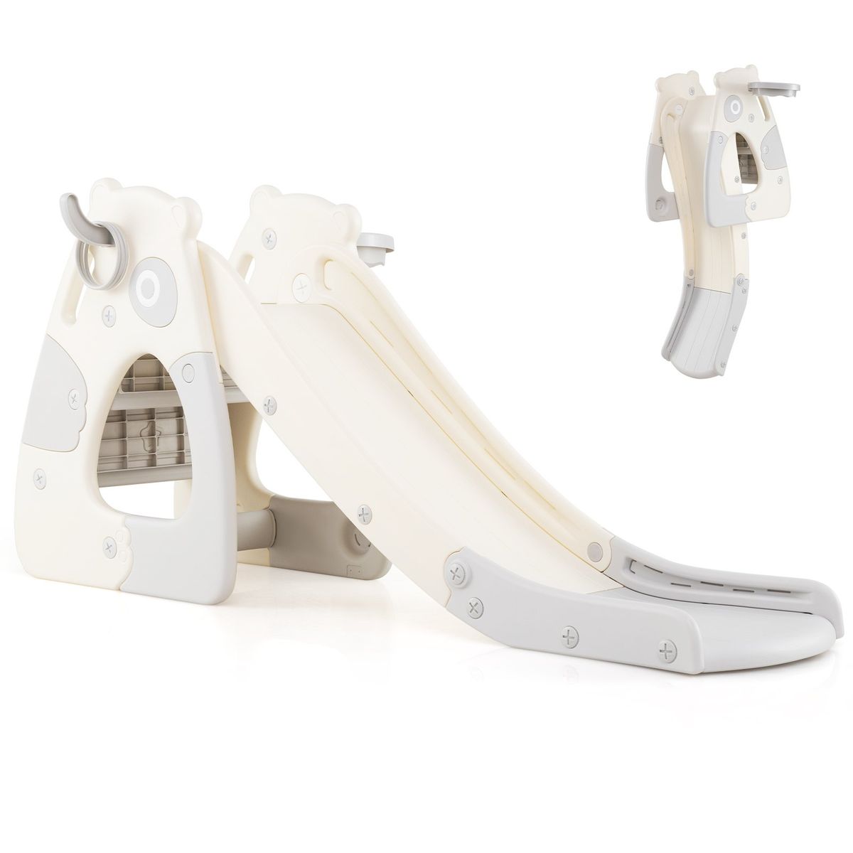 Coast Opvouwbare Peuter Glijbaan - 4-in-1 Klimstructuur - Basketbalring - Grijs