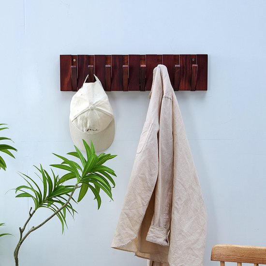 Urban State Piano kapstok - donker hout - wandkapstok - 8 haken - kapstok hangend - walnoot finish
