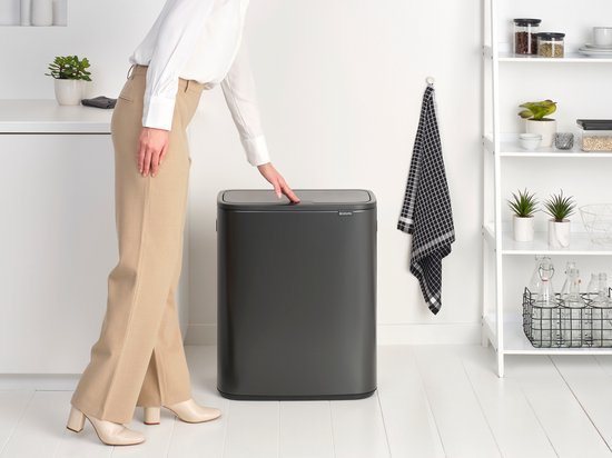Brabantia Bo Touch Bin Prullenbak - 1 vak - 60 liter - Confident Grey