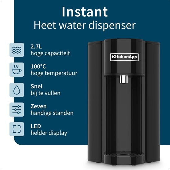 Waterkoker met temperatuurregeling - 2.7L - Alminium - BPA vrij - 2200W - 21.10x28.30x31.20 cm - Zwart