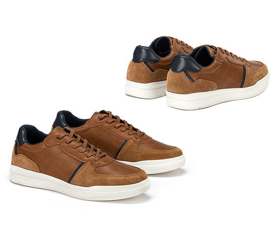 Milanoro - Stijlvolle lederen herensneakers - Cognac - Maat 46
