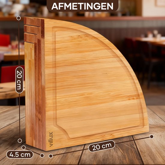 Villux Tapasplank - Borrelplank - Serveerplank - Kaasplank - Hapjesplank - Inclusief Kaasmesjes - Taspasplank Bamboe - Borrelplank Rond - Inclusief Ebook - ø 38 cm