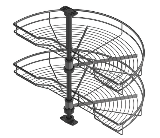 Menage Comfort 180° Draaibare Mand Hoekkeukenkast - Antracietstaal - 500 mm - 850 x 630-730 x 400 mm