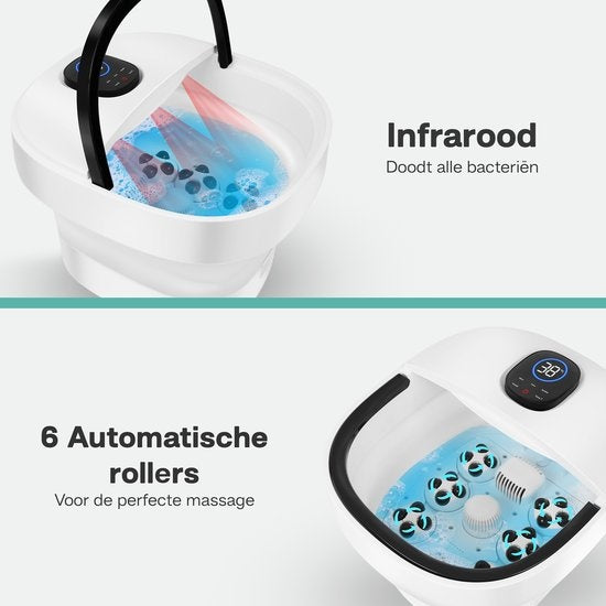Niceey Voetenbad ZD3000 – Infrarood Massage, Bubbelfunctie, Opvouwbaar, 14L, Afstandsbediening, Tot 48°C – Wit