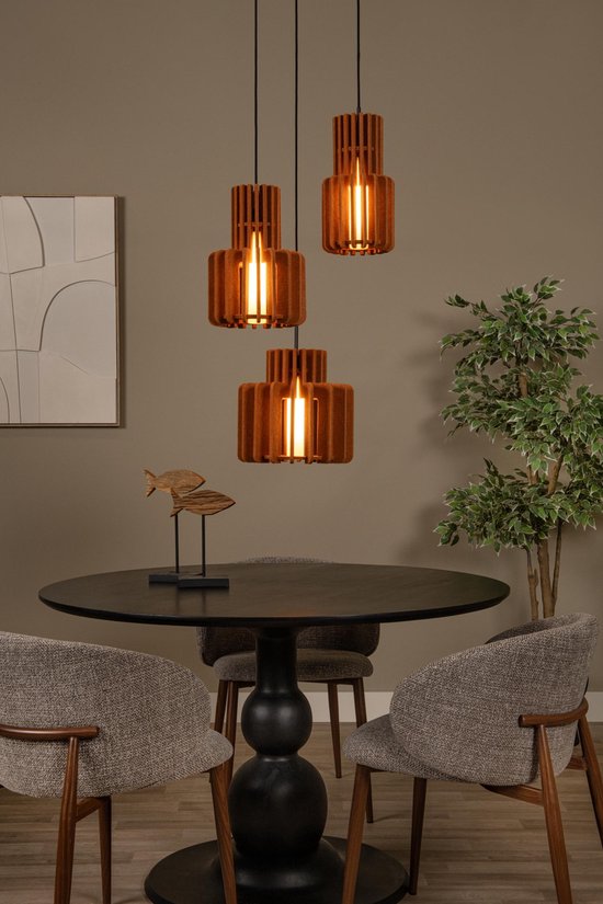 Lucide ROLLO - Hanglamp - 3xE27 - Terracotta - Japandi