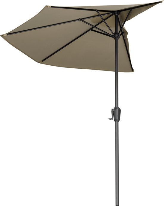 LifeGoods Balkon Parasol - Tuin - 270x135 cm - Halfronde Parasol - Waterdicht - UPF50+ - Taupe