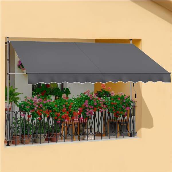 Yaheetech Klemluifel - Balkonluifel met Handslinger 250x180 cm - Beige - Zonder Boren