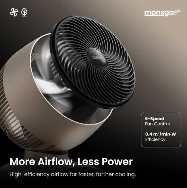 Monsga AC200 Turbotafelventilator - 30 dB Ultrastil - 360° Oscillatie - Afstandsbediening