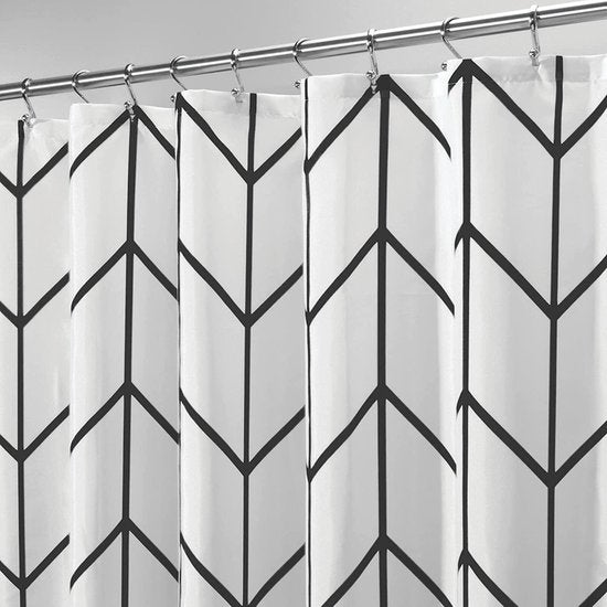 Douchegordijn Badkamer Accessoires - Visgraad - Zwart/Wit- 180x200 cm