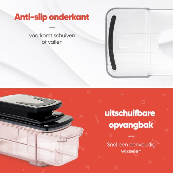 Stosh Mandoline - Groentesnijder - Uiensnijder - Spiraalsnijder - Frietsnijder - Rasp - 6-delig - Zwart - RVS - BPA vrij