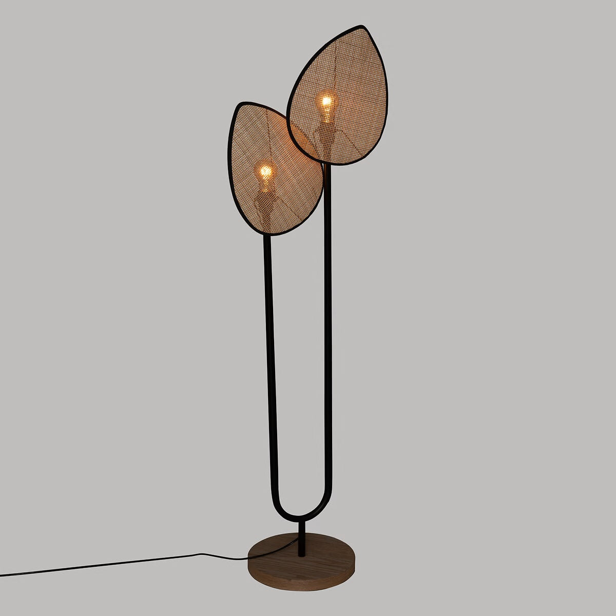 Atmosphera Olme vloerlamp - metaal en natuurlijk hout - 143 cm