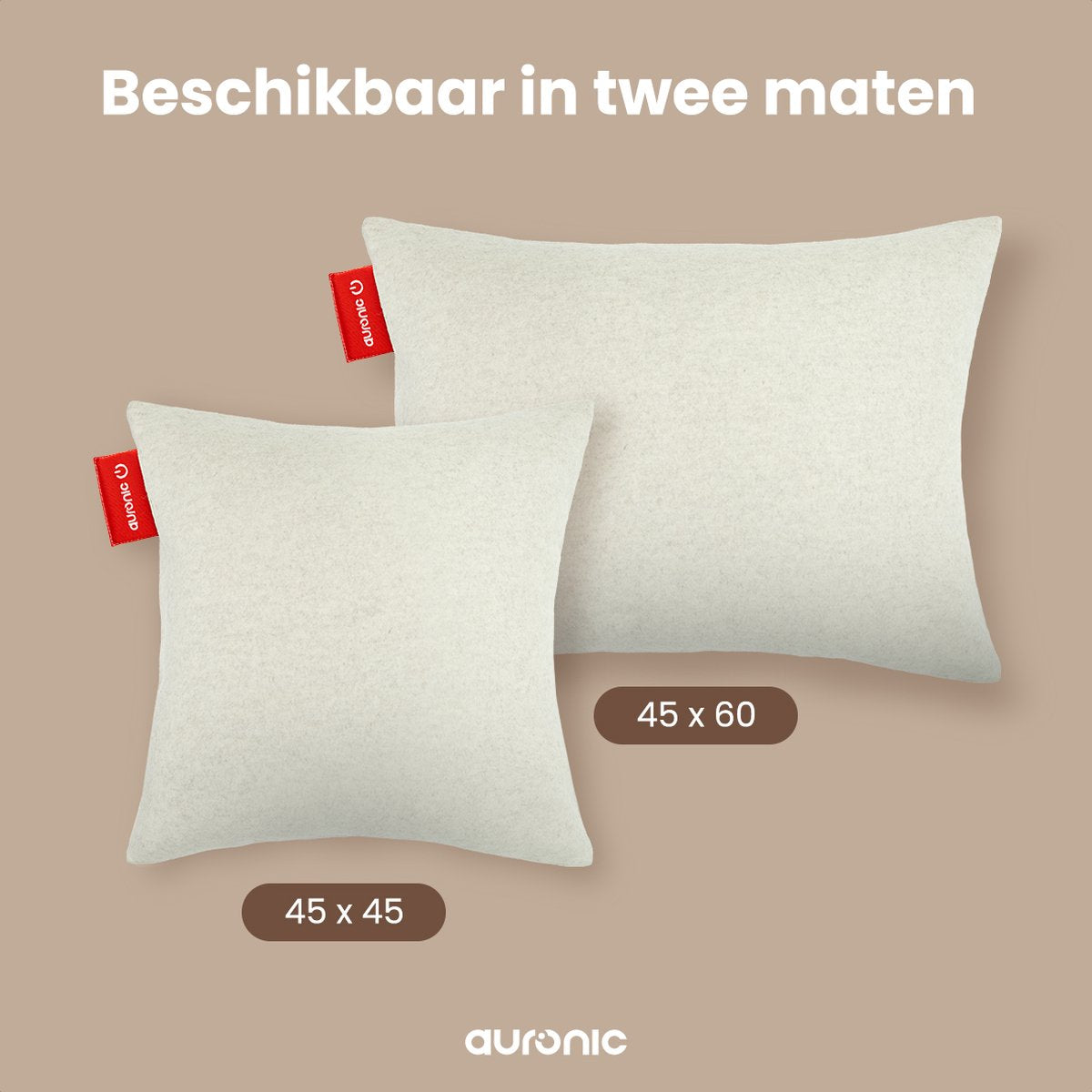 Auronic Verwarmingskussen - Klassiek - 45x60 cm - Oplaadbaar - Elektrisch kussen - Infrarood - Taupe