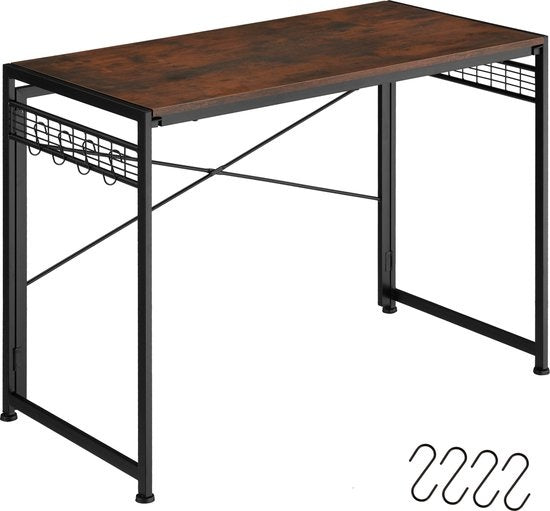 tectake® - Bureau Paterson inklapbaar 102x51x77cm - donkerbruin - 404660