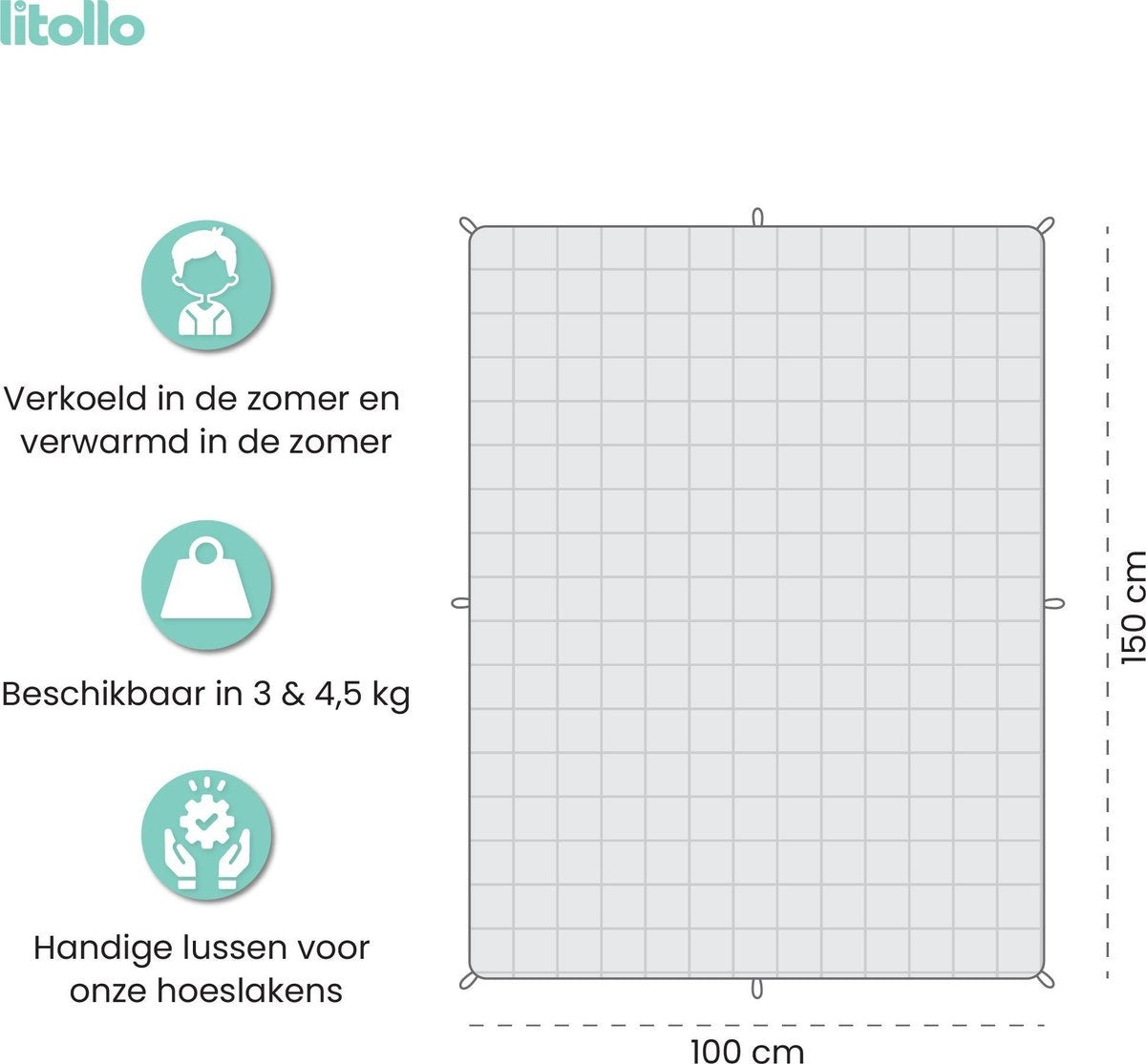 Litollo Verzwaringsdeken kind 3 kg - Weighted Blanket - Duurzaam Bamboe Materiaal - Antraciet - 100x150cm