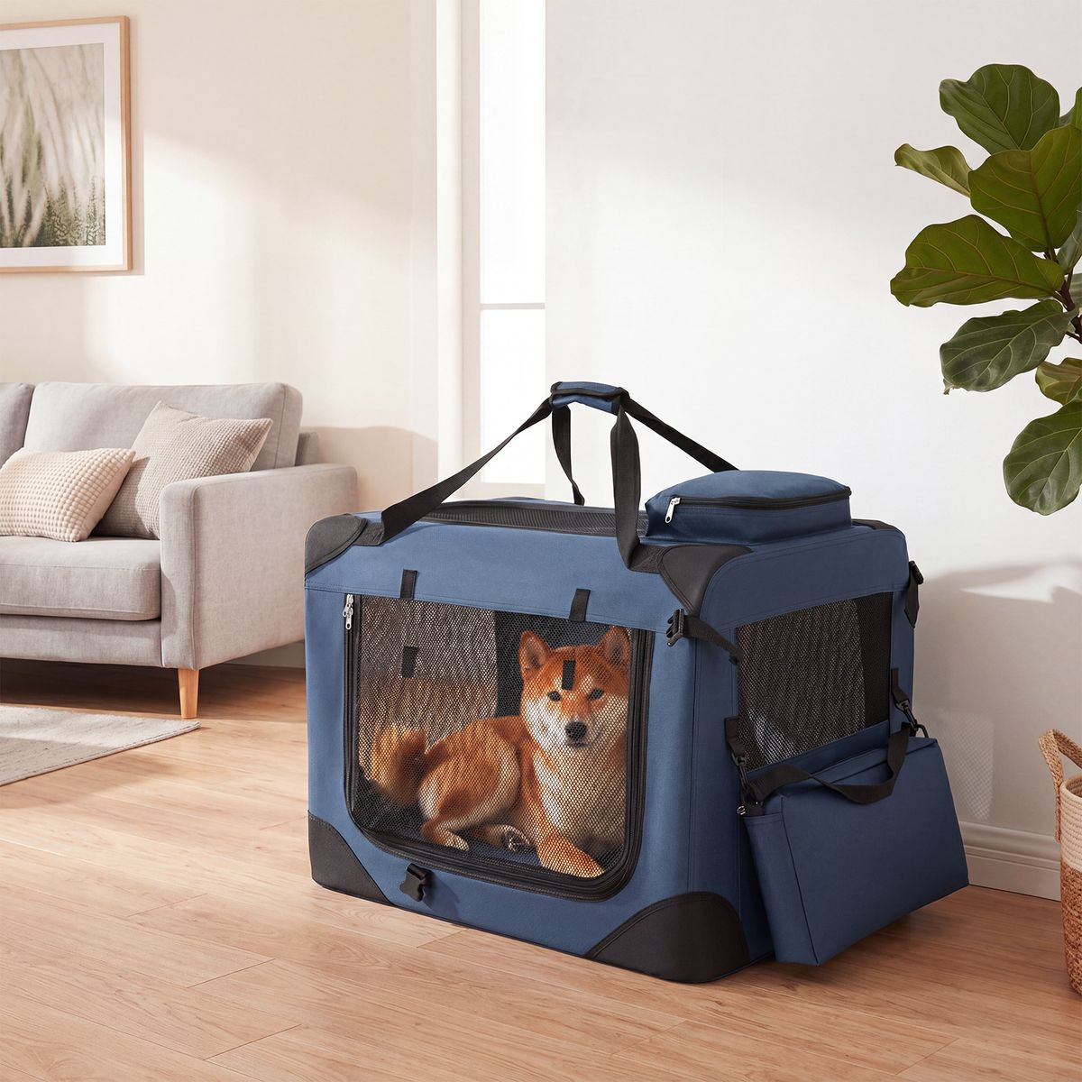 Coast Opvouwbare Hondentransportbox - draagbaar - ademende netvensters - blauw