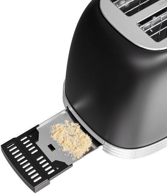 KitchenBrothers Retro Broodrooster - Toaster - 6 Warmteniveaus - 2 Extra Brede Sleuven - 815W - Zwart
