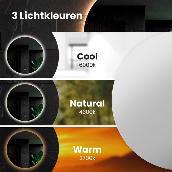 Mirlux Badkamerspiegel met LED Verlichting & Verwarming – Wandspiegel Rond – Anti Condens Douchespiegel - 100CM