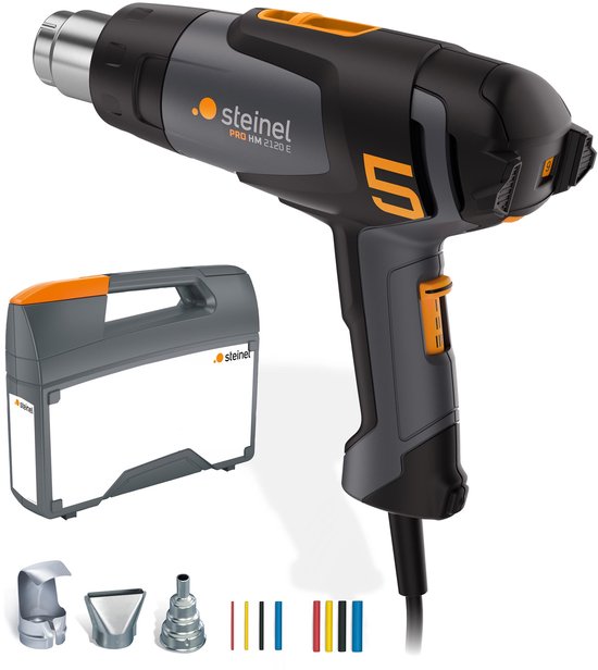 Steinel Heteluchtpistool HM 2120 E - 2200W - Verfafbrander - Temperatuur instelbaar van 80-630°C - Luchtvolume instelbaar van 150-500l/min - incl. koffer en diverse mondstukken