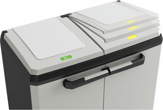 Keter Split Basic Recycling Vuilnisbak voor buiten - 68x39x85 cm - Grijs/Zwart