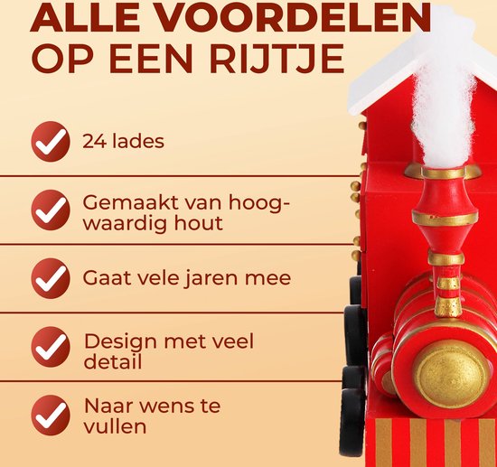 Adventskalender Locomotief - Laden om zelf te vullen - Herbruikbaar