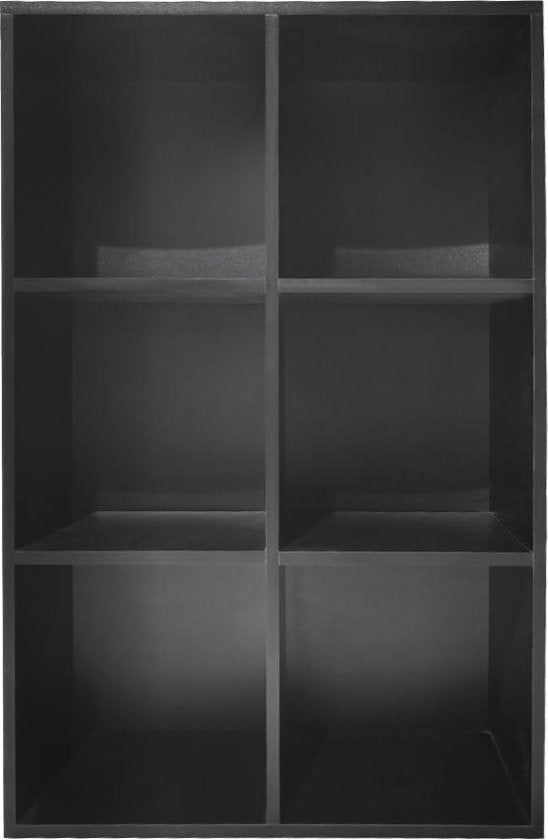 VVD Vakkenkast - 6 Open Vakken - 97.5x65.5x33 cm - Zwart