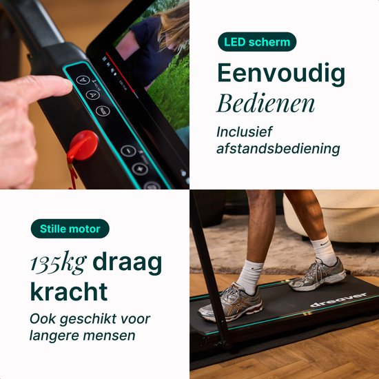 Dreaver Elevate Pro - 2 in 1 Loopband Inklapbaar 12KM/U met 9% Hellingsfunctie - Inclusief App & Accessoires - Hardloopband - Treadmill - Wandelband - Walking pad - Voor Thuis