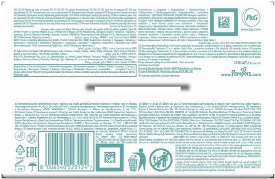 Pampers Sensitive Billendoekjes - 2-in-1: Reinigen Zacht & Beschermen - 0% Plastic In De Doekjes - 24 Verpakkingen van 52 Doekjes = 1248 Babydoekjes