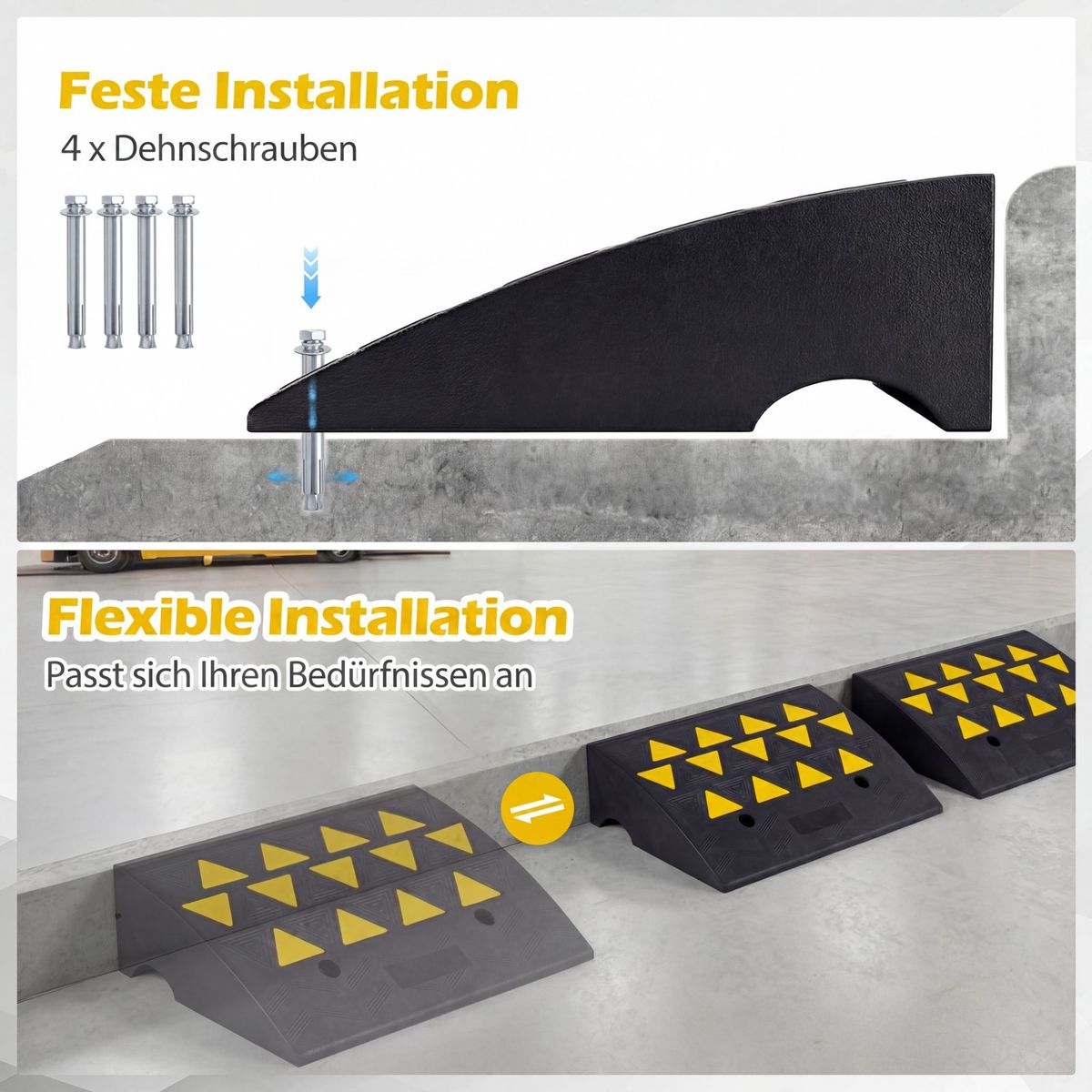 Coast Drempelhulpset - 15 ton draagkracht - antislip rubber - zwart/geel - 49 x 37 x 16 cm