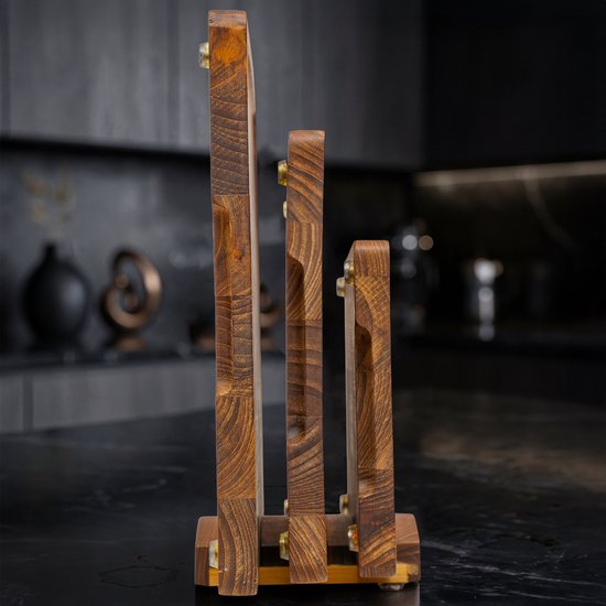 Villux Snijplank - Snijplankenset Met Houder - Snijplank Hout - Snijplanken - Snijplank Teakhout- Houten Snijplank - Snijplankenset - Tapasplank - Borrelplank - Serveerplank - Hapjesplank - Inclusief eBook - 3 Stuks - Teakhout