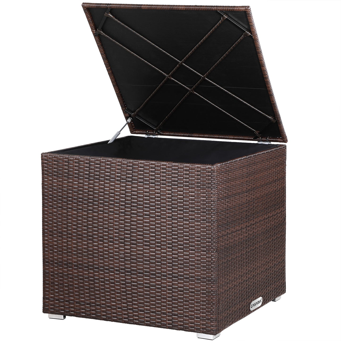 Casaria Poly Rattan Opbergdoos - bruin - 75x75x70 cm - met waterafstotende zak