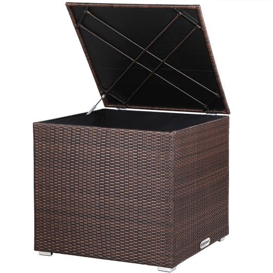 Casaria Poly Rattan Opbergdoos - bruin - 75x75x70 cm - met waterafstotende zak