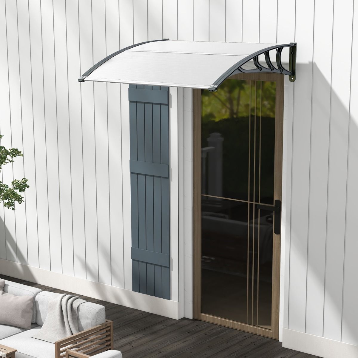 Coast Deur- en Raamluifel - Weerbestendig polycarbonaat - 122 x 99 cm - Grijs en zilver