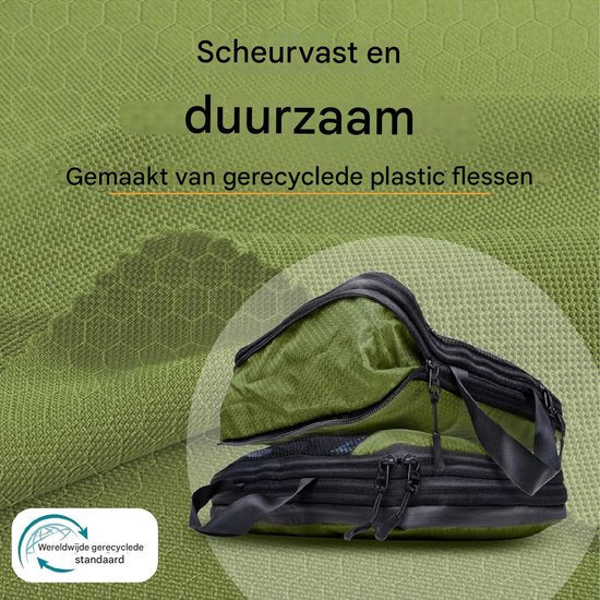 Packing Cubes met compressie voor koffer en rugzak incl. pakzak, Olive Odyssey - Groen