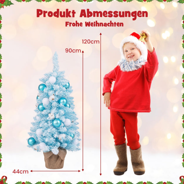 Coast Kerstboom - PVC - 136 Takpunten - Incl. 24 Ballen & 12 Wattenbollen - 44x90 cm - Blauw