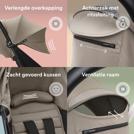 Stokke YOYO 6+ Kleurpakket, Taupe - Textiel: zitkussen, uitschuifbare luifel en achterzak met ritssluiting - Voor het YOYO-frame (los verkrijgbaar)