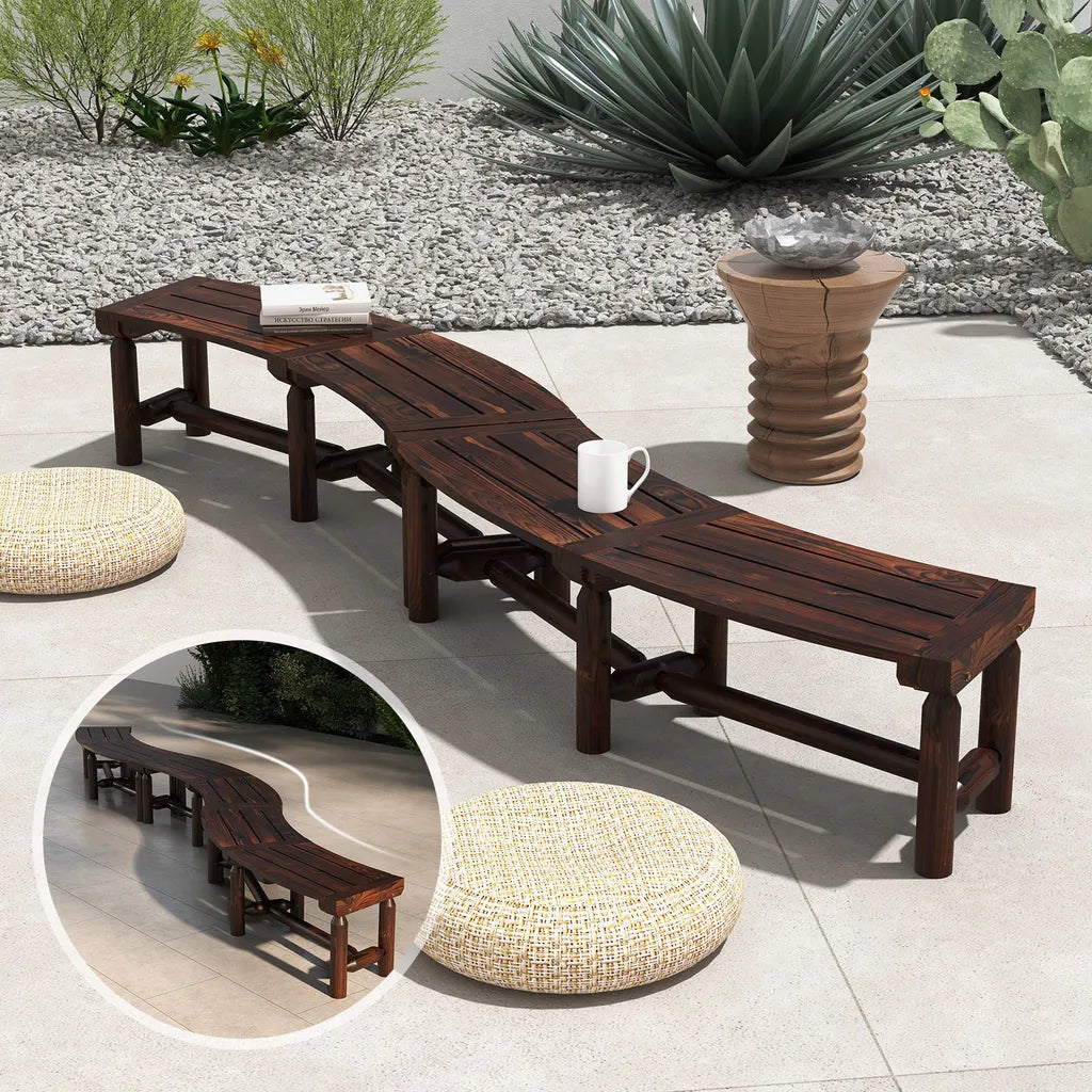 Coast Tuinbank 2-3 Persoons - Gebogen - Hout - Weerbestendig - Verstevigd - 139 x 36 x 41 cm - Bruin