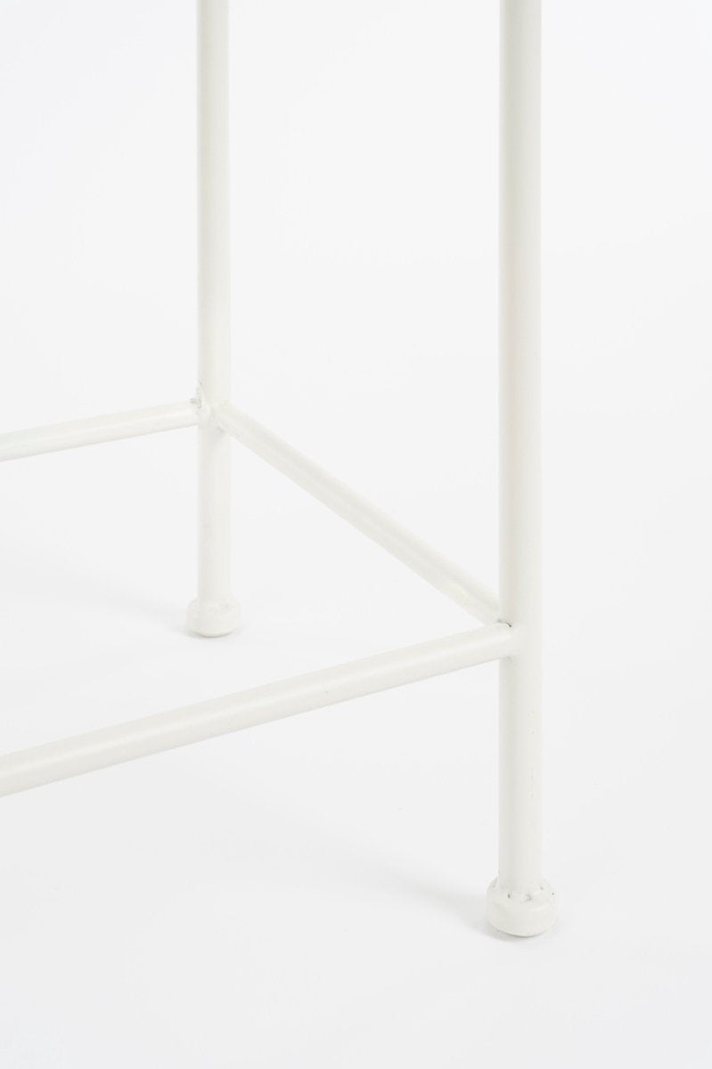 Mica Decorations Odile Bijzettafel Set van 3 – Metaal – Bruin/Wit – 28x28x67 cm, 24x24x61 cm, 20x20x55 cm