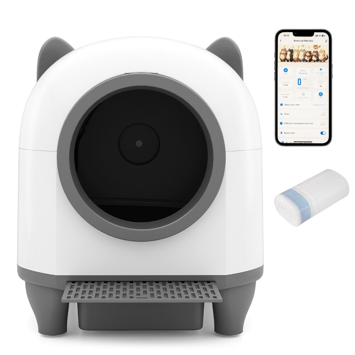 Coast Zelfreinigende Kattenbak - automatische kattenbak met app-bediening - fluisterstil - 80 liter - wit