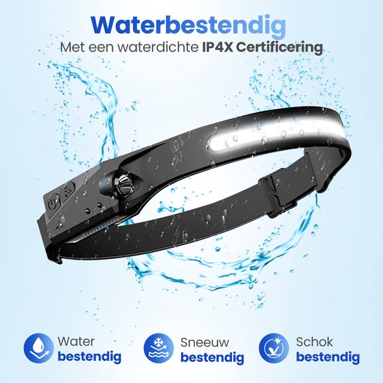 Garpex® Oplaadbare LED Hoofdlamp - Waterdicht - USB Oplaadbaar