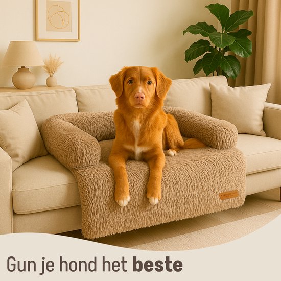 By Cee Cee – Hondendeken Voor Bank – 102 x 90 x 16 cm – Voorzien Van Volledig Afritsbare Hoes En Extra Stevige Zijranden – Voor Meubelbescherming – Mokka Polyester