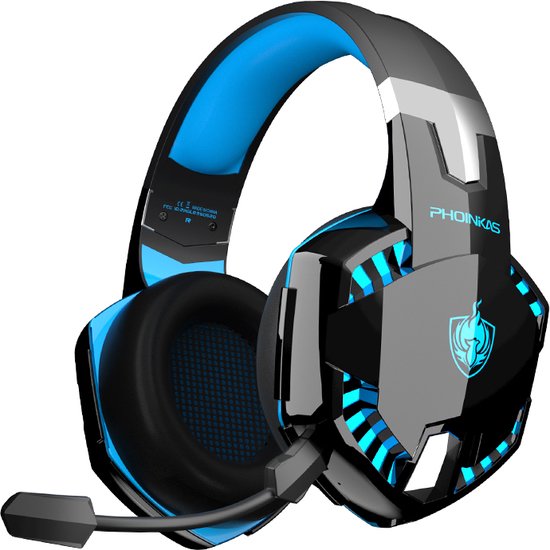 PHOINIKAS G2000 BT Bluetooth Laptop Gaming headset met microfoon Over-ear Koptelefoon - Zwart blauw
