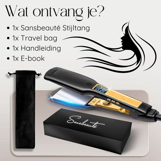 Sansbeauté® Professionele Stijltang - 2 in 1 - Krultang - Stijltangen - Hair Straightener - Snel Opgewarmd - 80℃ t/m 230℃ - Steilen & Krullen - ION technologie