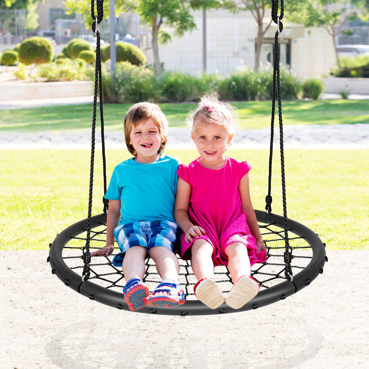 Coast Ø100cm Spider Web Tree Swing Swing met verstelbare touwen en robuuste stalen frames zwart