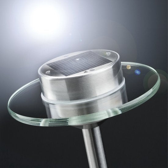 Solar LED-tuinspots Ufo IP44 3000K Edelstaal, Helder