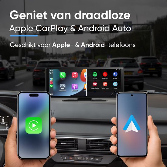 CarMe CarPlay Scherm 10 Inch - Apple CarPlay & Android Auto (Draadloos) - Touchscreen - Navigatiesysteem auto - Geschikt voor Apple CarPlay & Android Auto - Android Auto scherm