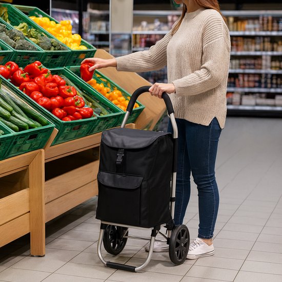 Outbee Boodschappentrolley - Boodschappenwagen - Boodschappenkar -Inklapbaar - Met wielen - Zwart